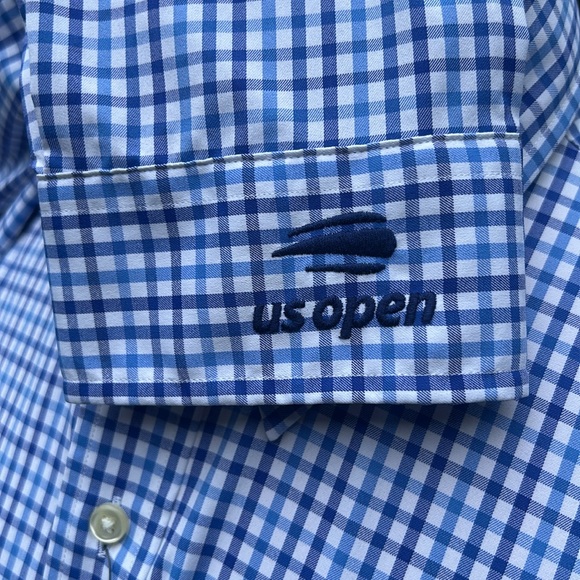 Ralph Lauren performance shirt blue check shirt SZ L US OPEN ON CUFF - Picture 2 of 11